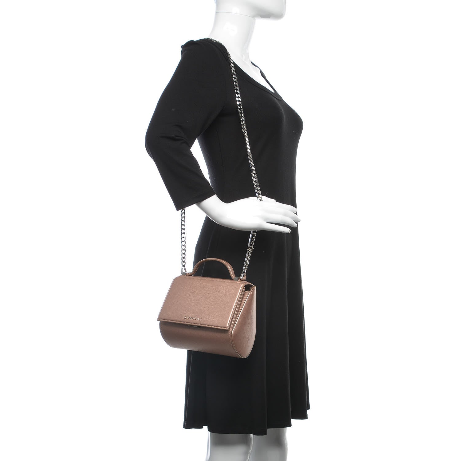 Givenchy Metallic Calfskin Mini Pandora Box Chain Crossbody Bag Light Pink 2 of 9