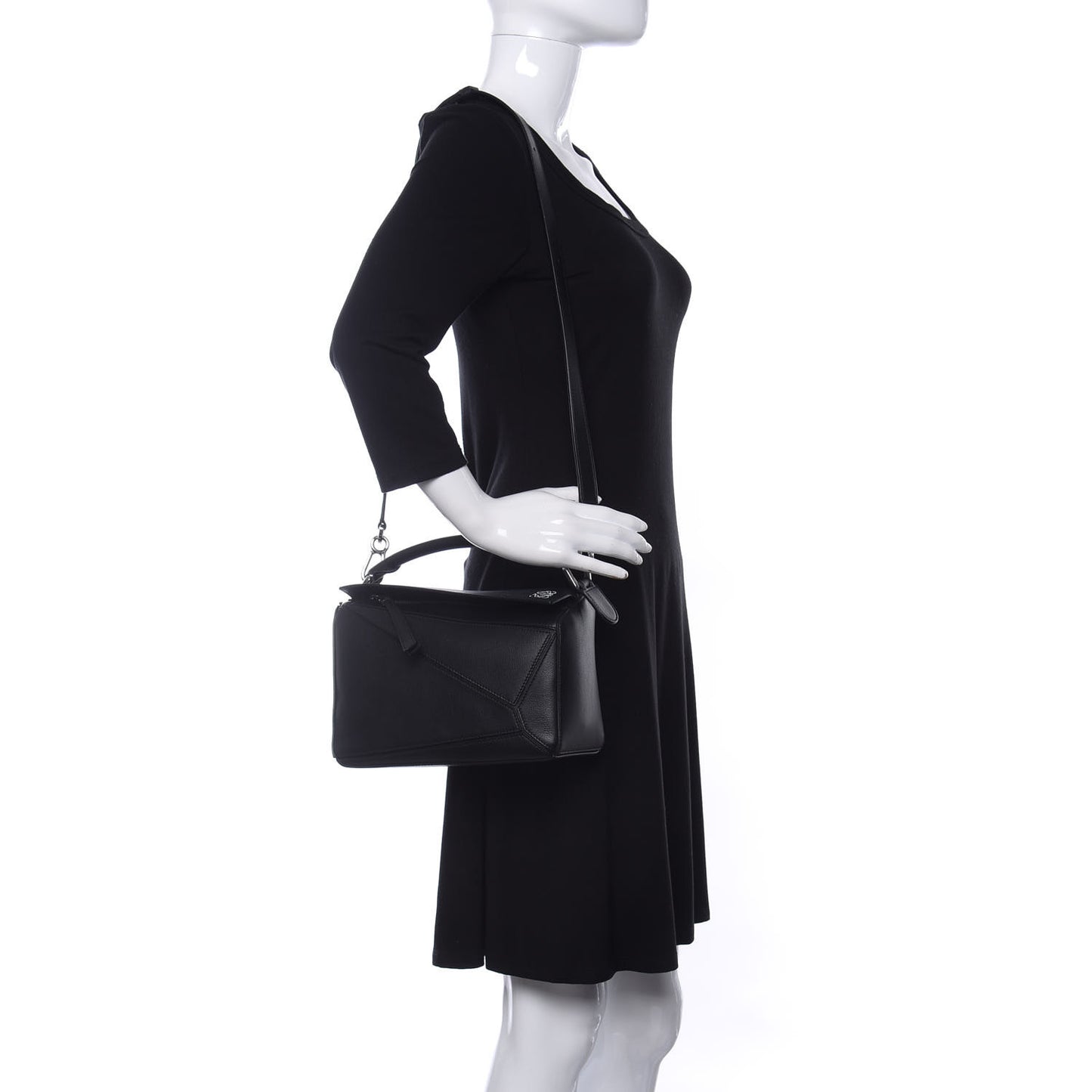 Calfskin Small Puzzle Bag Black