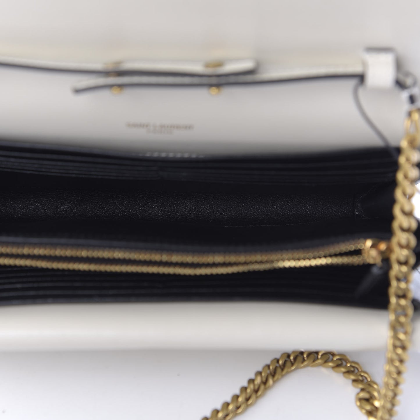 Smooth Calfskin Monogram Sulpice Chain Wallet Black Crema Soft