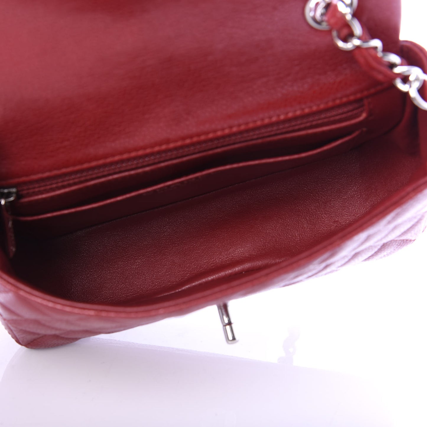 Caviar Quilted Mini Rectangular Flap Dark Red