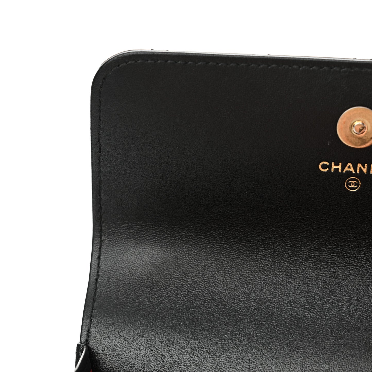 Lambskin Quilted Sweet Camellia Flap Phone Holder With Chain Black