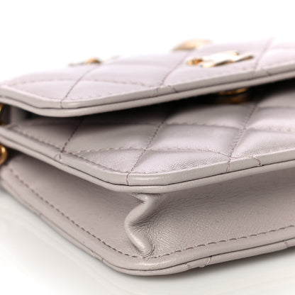 Chanel Lambskin Quilted Pearl Crush Clutch With Chain Light Purple 9 of 12
