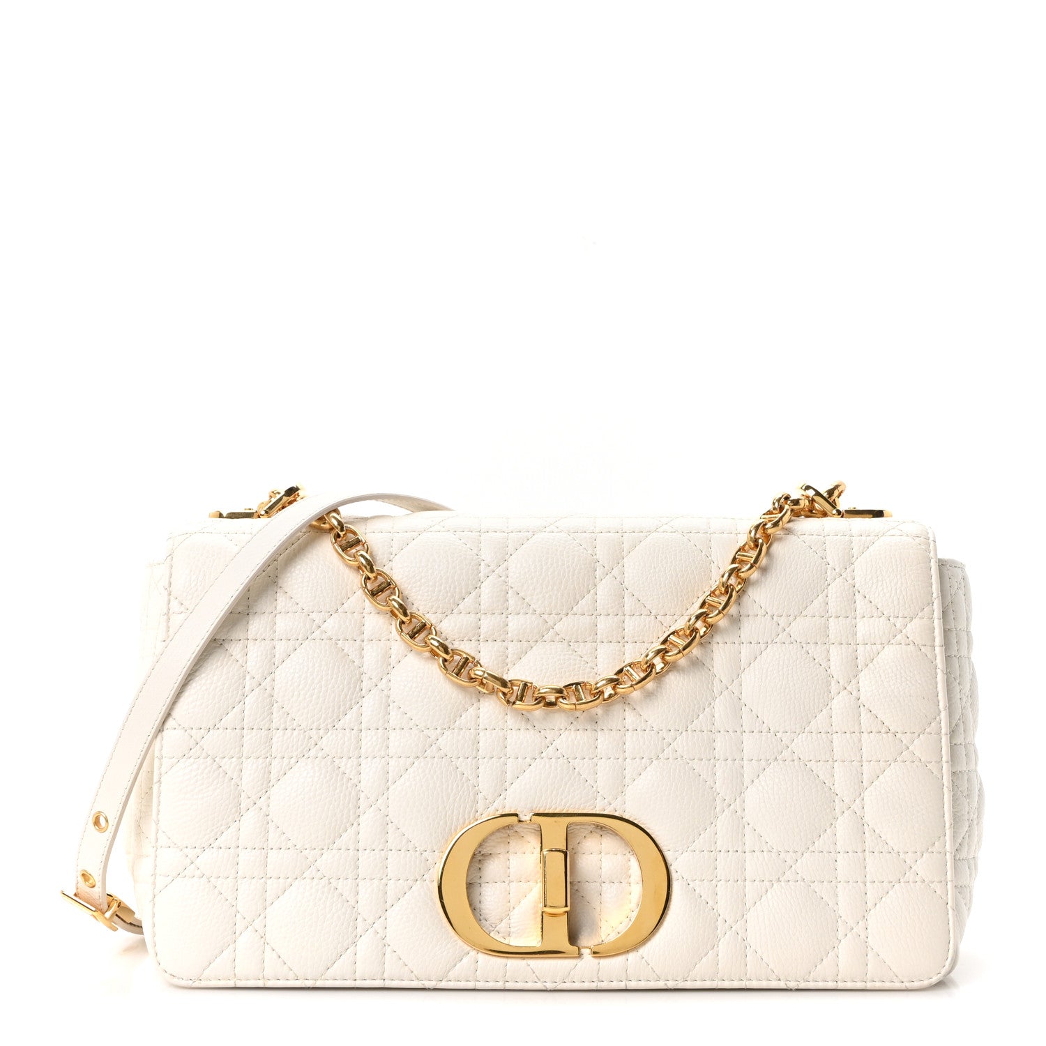Christian Dior Grained Calfskin Cannage Large Caro Bag Latte 1 of 10