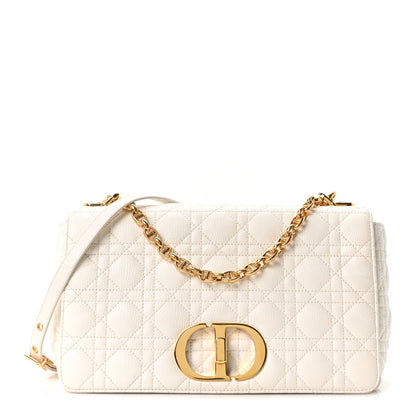 Christian Dior Grained Calfskin Cannage Large Caro Bag Latte 1 of 10
