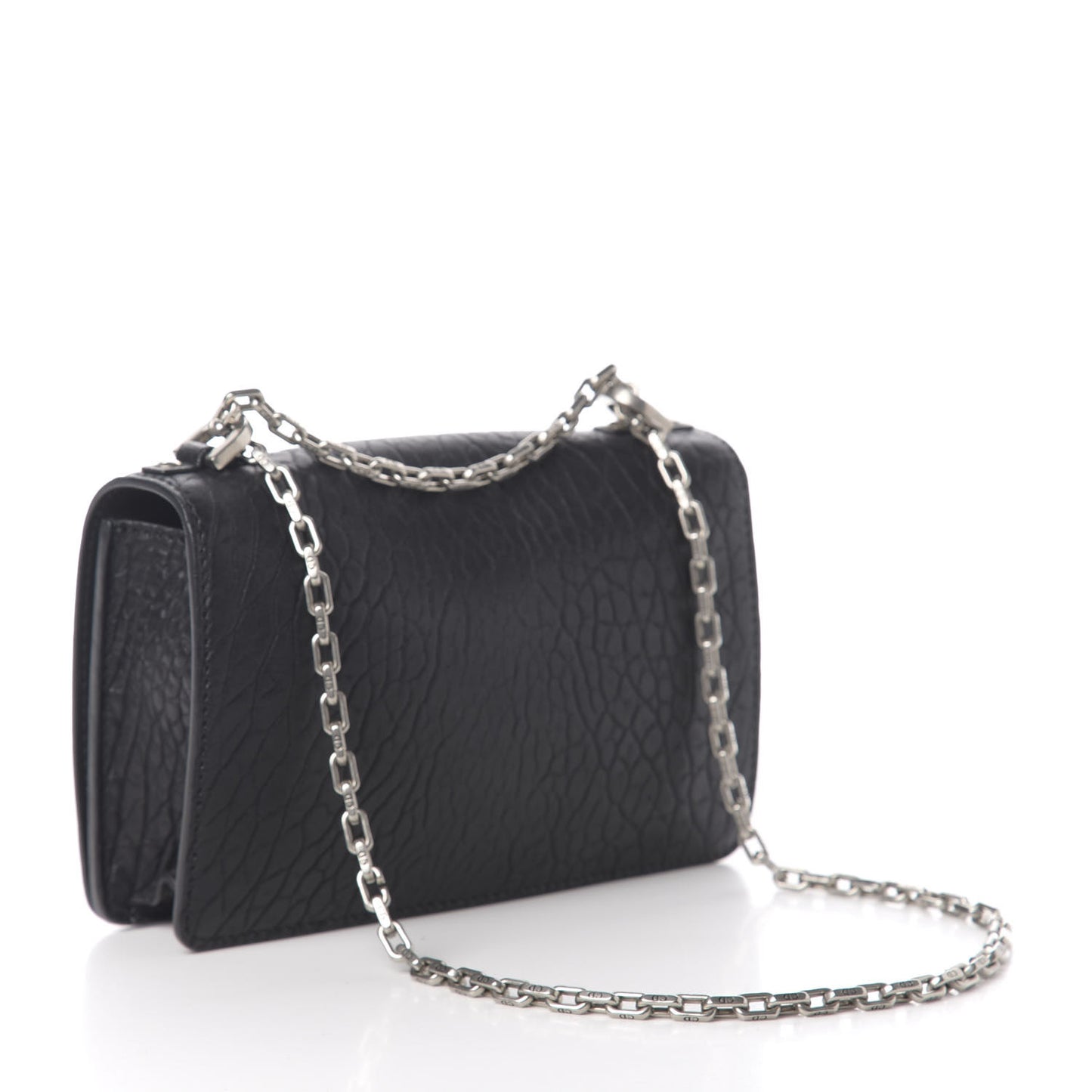 Canyon Grained Lambskin J'Adior Chain Flap Bag Black