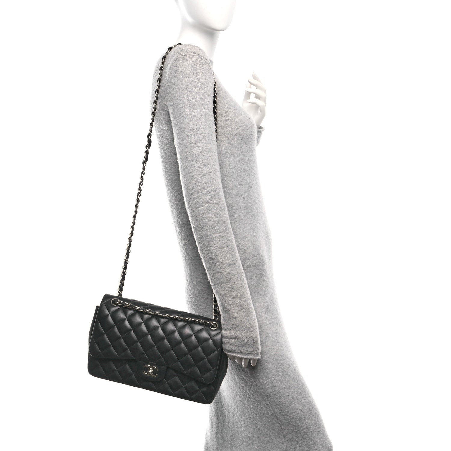 Chanel Lambskin Quilted Jumbo Double Flap Black 2 of 11