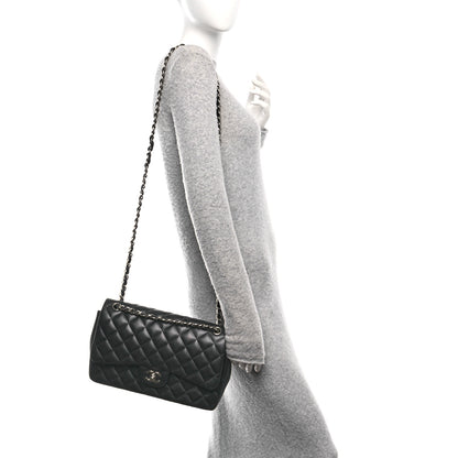Chanel Lambskin Quilted Jumbo Double Flap Black 2 of 11