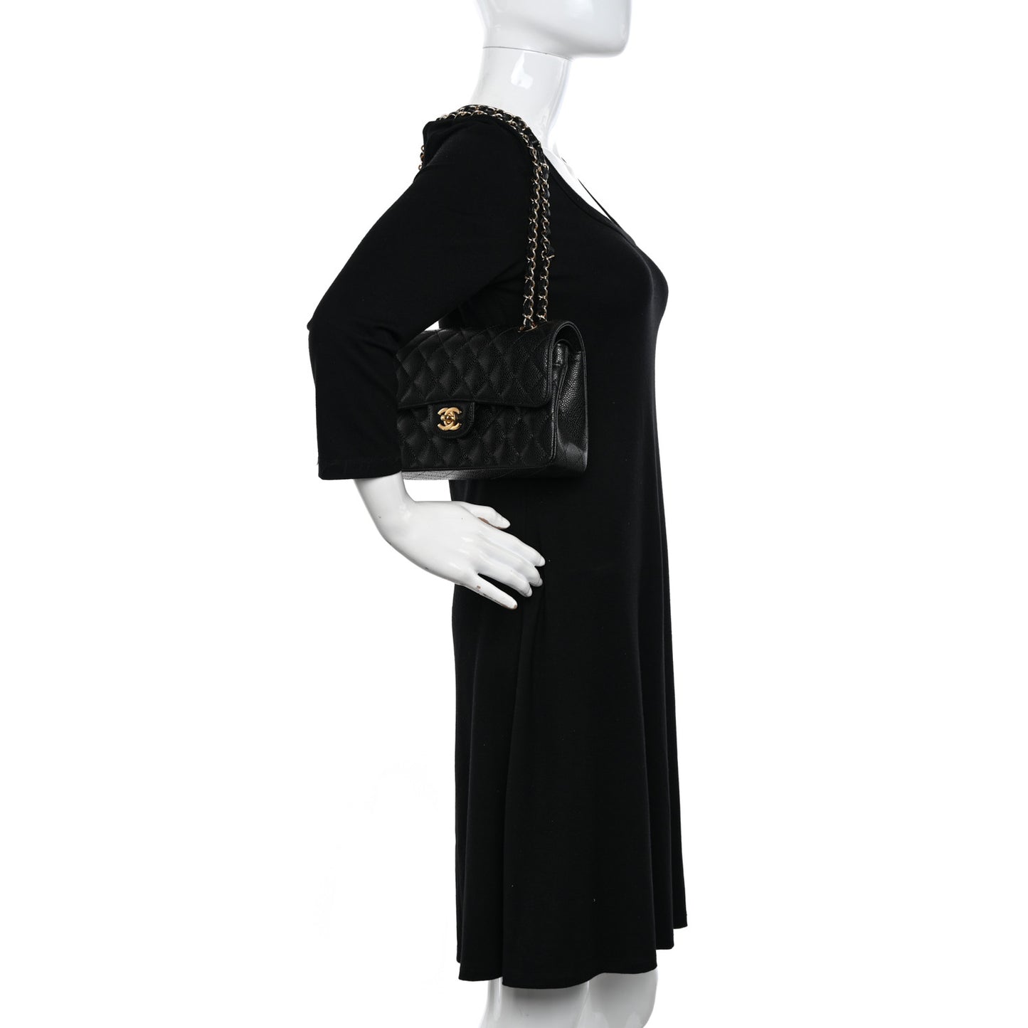 Caviar Quilted Small Double Flap Black