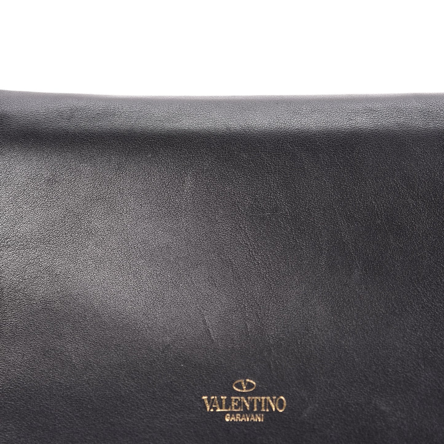 Calfskin Rockstud Wallet on Chain Black