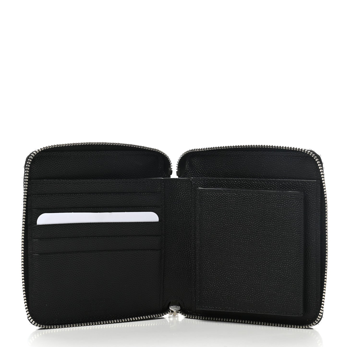 Grained Calfskin Rive Gauche Compact Zip Around Wallet Black