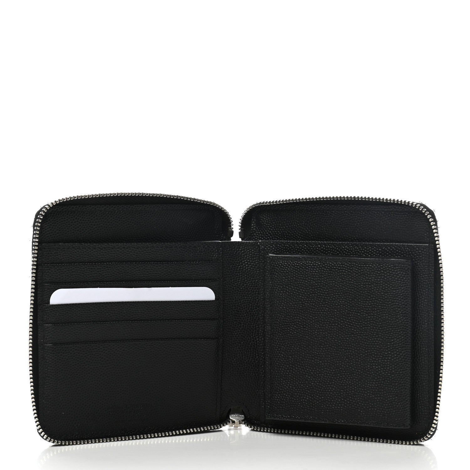 Saint Laurent Grained Calfskin Rive Gauche Compact Zip Around Wallet Black 5 of 7
