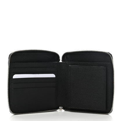 Saint Laurent Grained Calfskin Rive Gauche Compact Zip Around Wallet Black 5 of 7