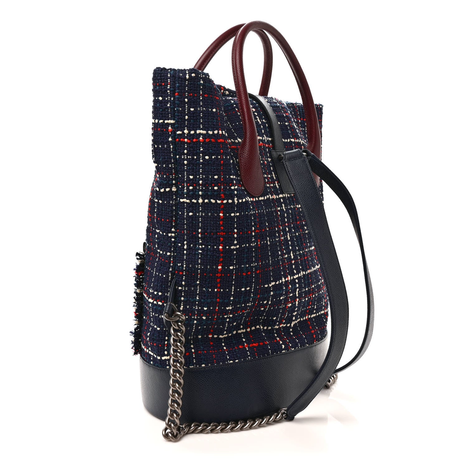 Chanel Tweed Crest Trip Backpack Navy Burgundy 3 of 9