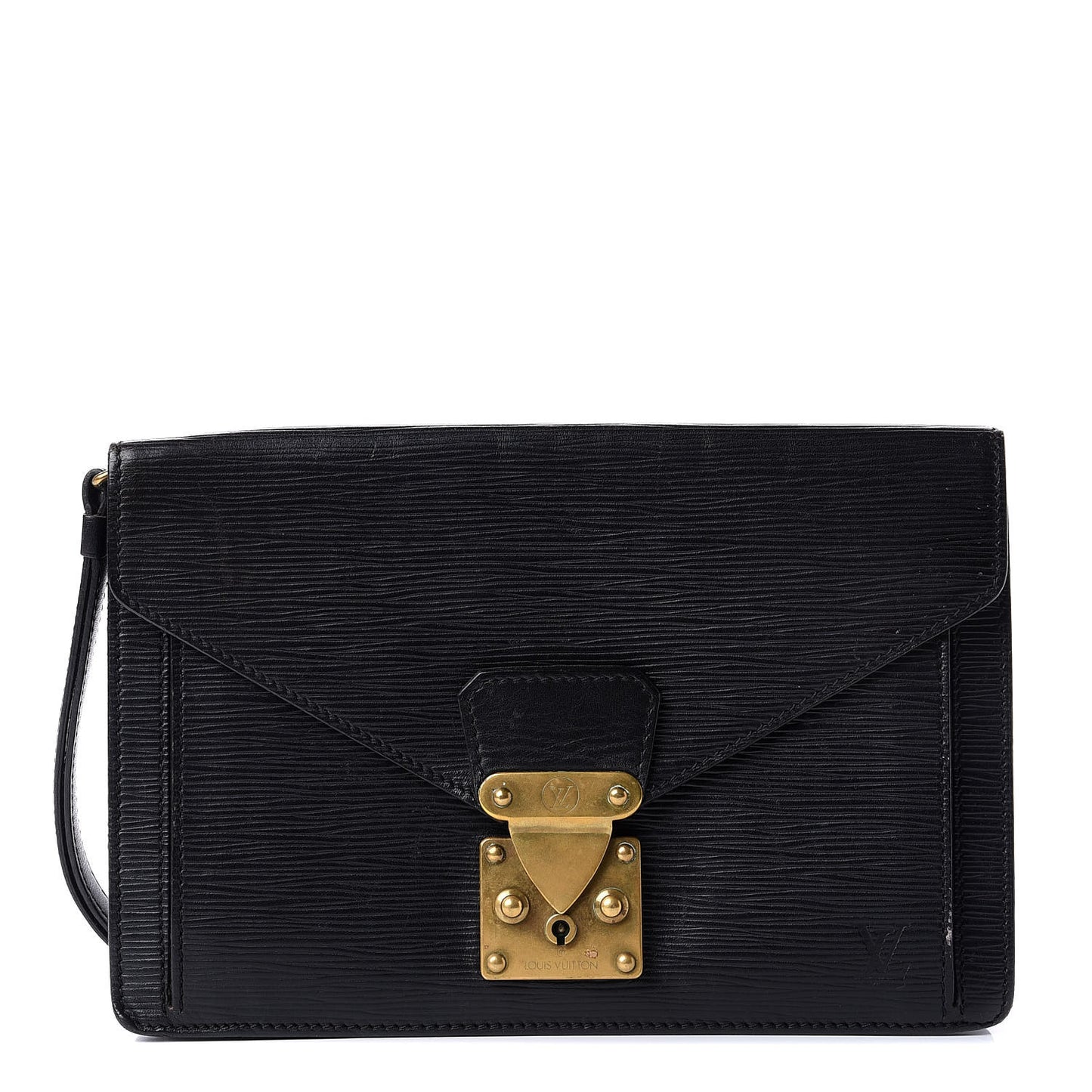 Epi Pochette Sellier Dragonne Clutch Black
