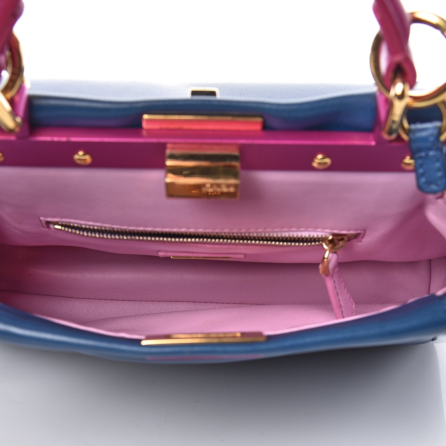 Nappa Colorblock Mini Peekaboo Iconic Satchel Iris Magenta Bubblegum