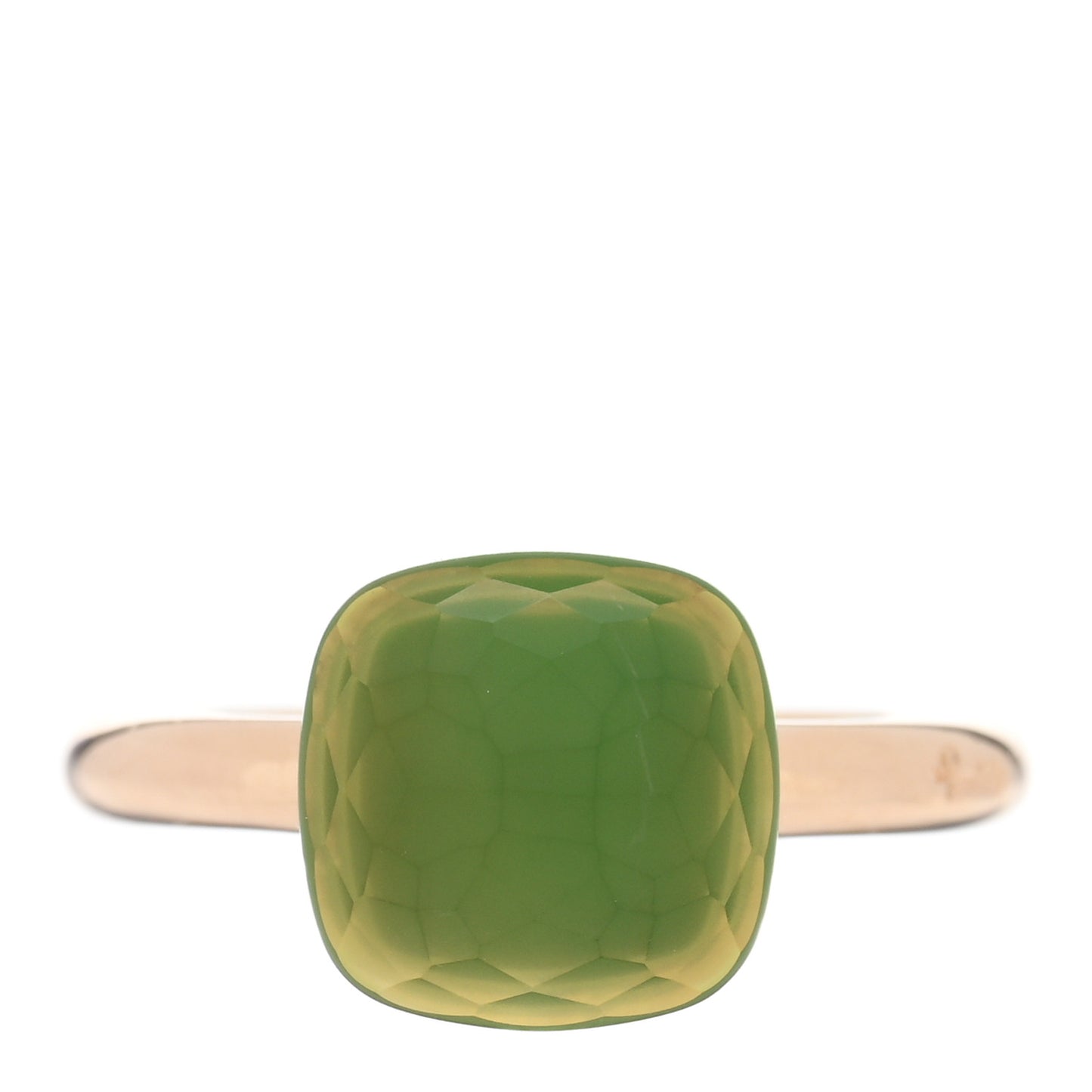 18K Rose White Gold Lemon Quartz Chrysoprase Classic Nudo Gele Ring 52 6
