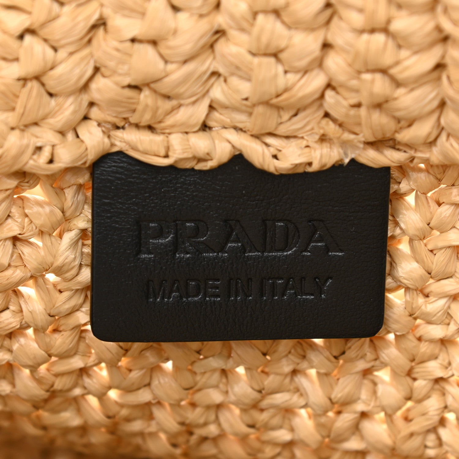 Prada Yarn Raffia Effect Crochet Embroidered Small Logo Tote Naturale 6 of 9