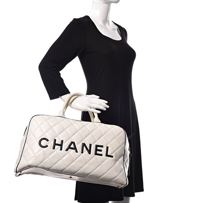Chanel Calfskin Quilted Large Bowler White 2 of 13