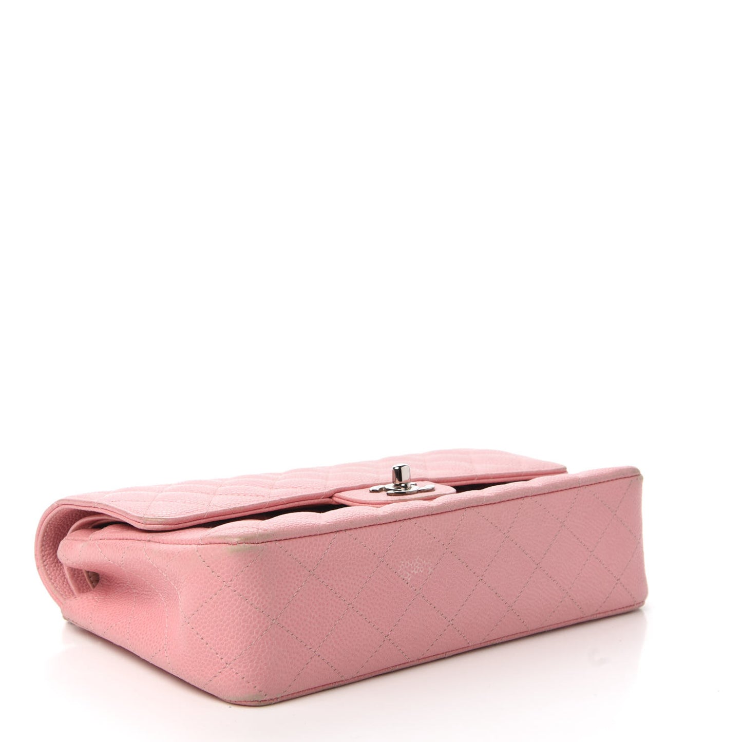 Caviar Quilted Medium Double Flap Pink