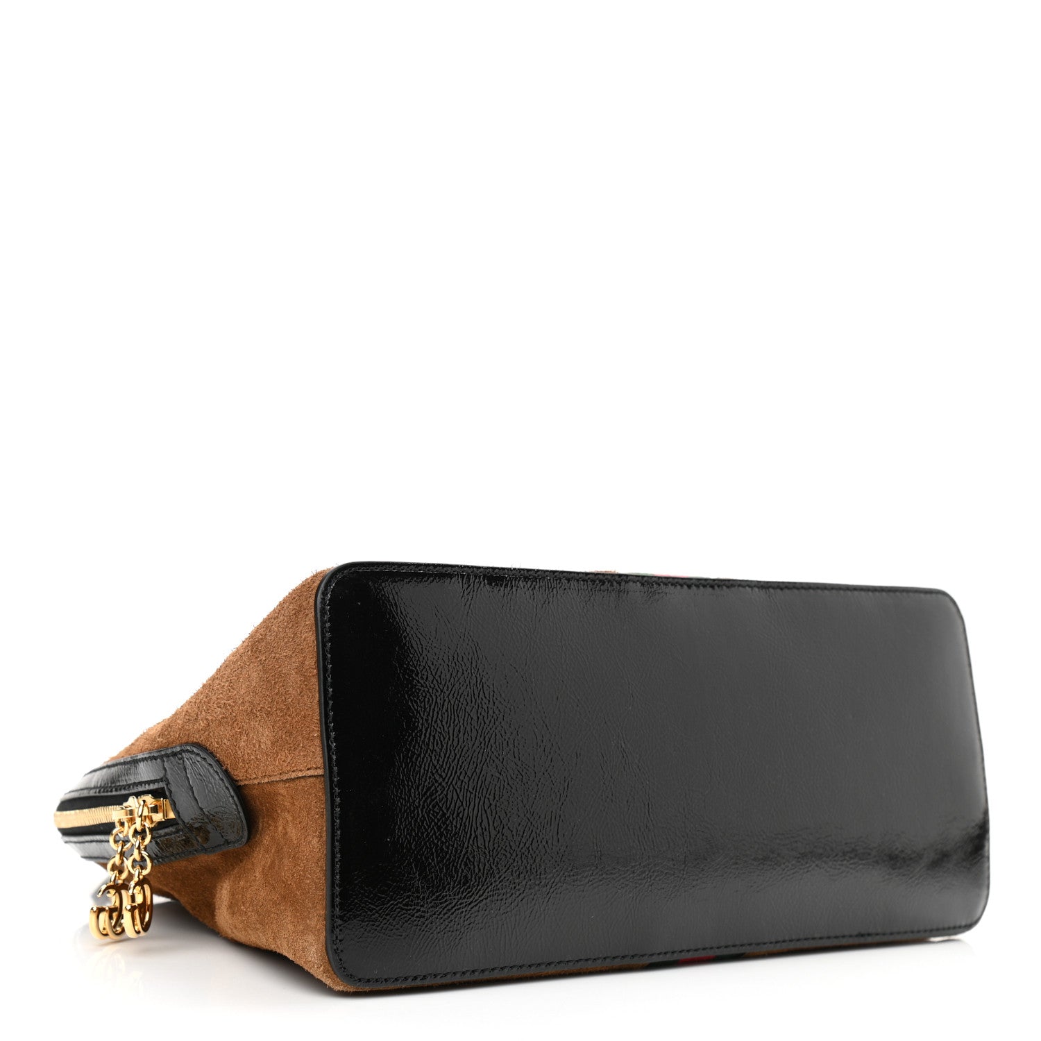 Gucci Suede Patent Web Medium Ophidia Top Handle Dome Bag Nocciola Black 6 of 11