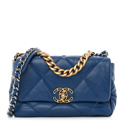 Chanel Lambskin Quilted Medium Chanel 19 Flap Blue 1 of 10