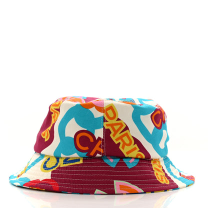Chanel Cotton Cloche Bucket Hat L Pink Red White Turquoise 6 of 9