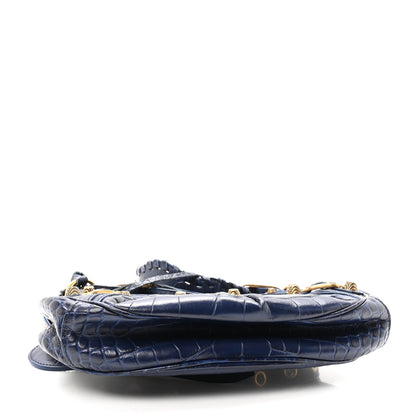Balenciaga Extra Supple Calfskin Crocodile Embossed Le Cagole Shoulder Bag XS Indigo 5 of 11