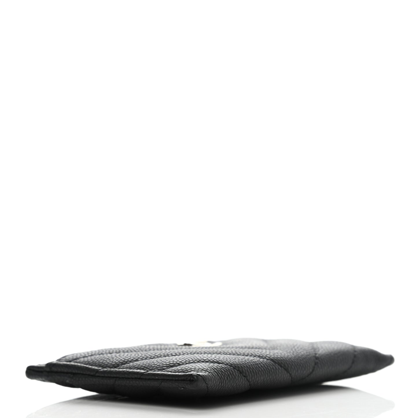 Caviar Chevron Quilted Card Holder Black