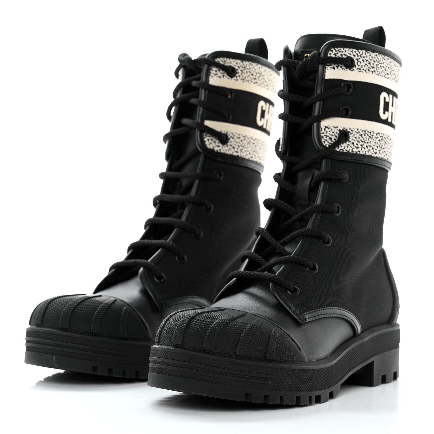 Christian Dior Calfskin Technical Fabric D-Major Ankle Boots 36 Black White 3 of 11