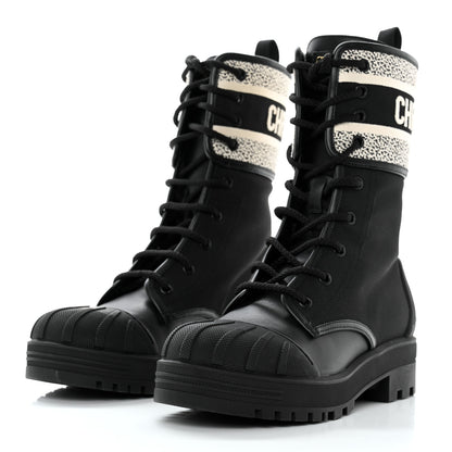 Christian Dior Calfskin Technical Fabric D-Major Ankle Boots 36 Black White 3 of 11