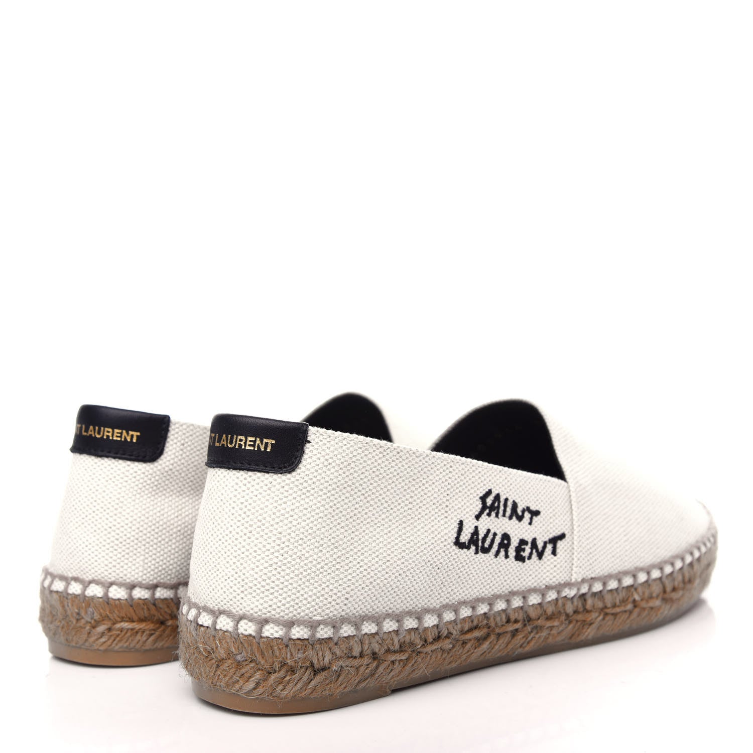 Saint Laurent Canvas Nappa Elba Light Logo Embroidered Espadrilles 37.5 Ecru 4 of 11