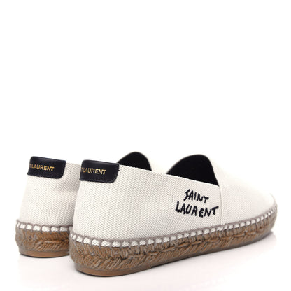 Saint Laurent Canvas Nappa Elba Light Logo Embroidered Espadrilles 37.5 Ecru 4 of 11
