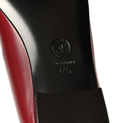 Chanel Lambskin Cap Toe CC Ballerina Flats 37.5 Burgundy Black 17 of 22