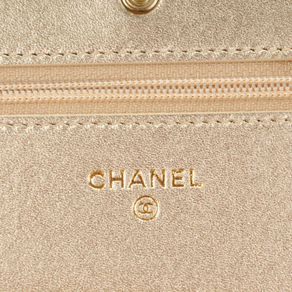 Chanel Metallic Lambskin Wallet On Chain WOC Gold 12 of 16