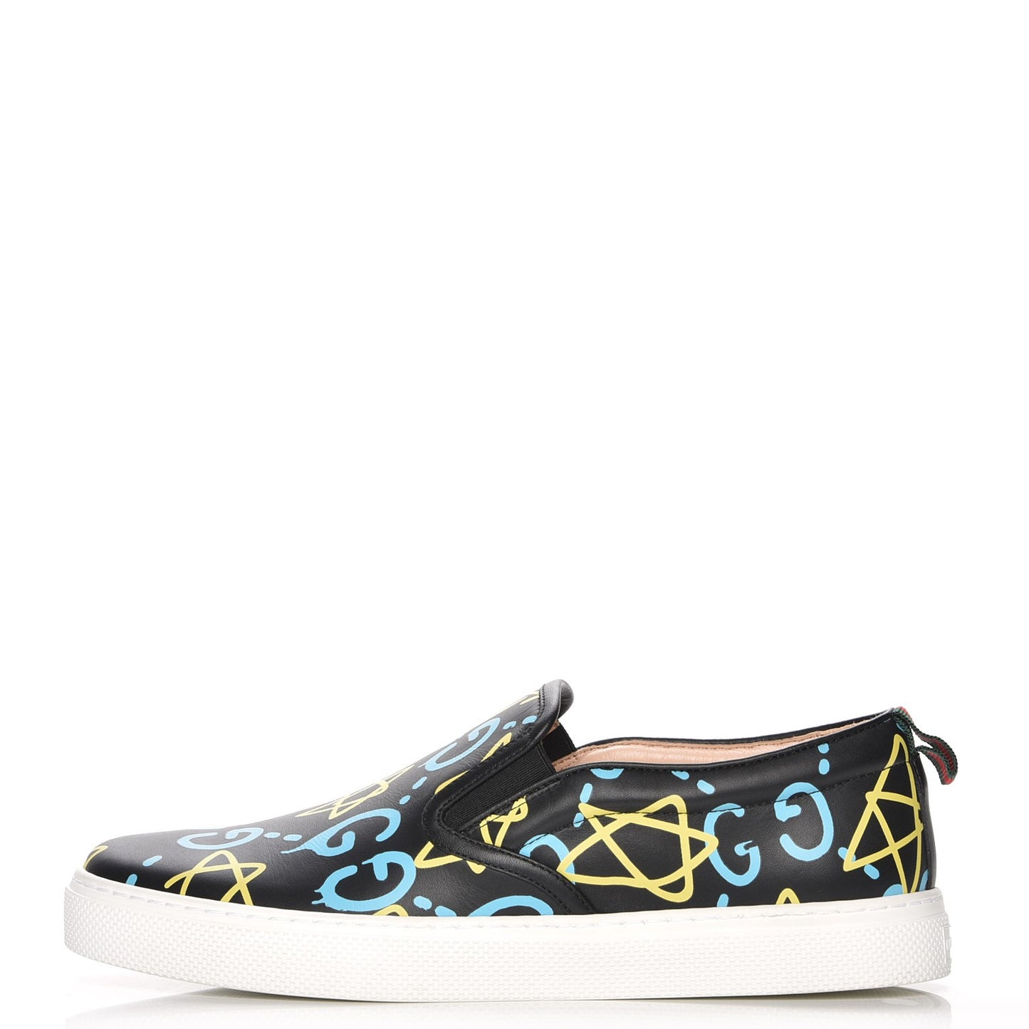 Calfskin GucciGhost Print Mens Dublin Slip On Sneakers 41 Black New Acquamarine