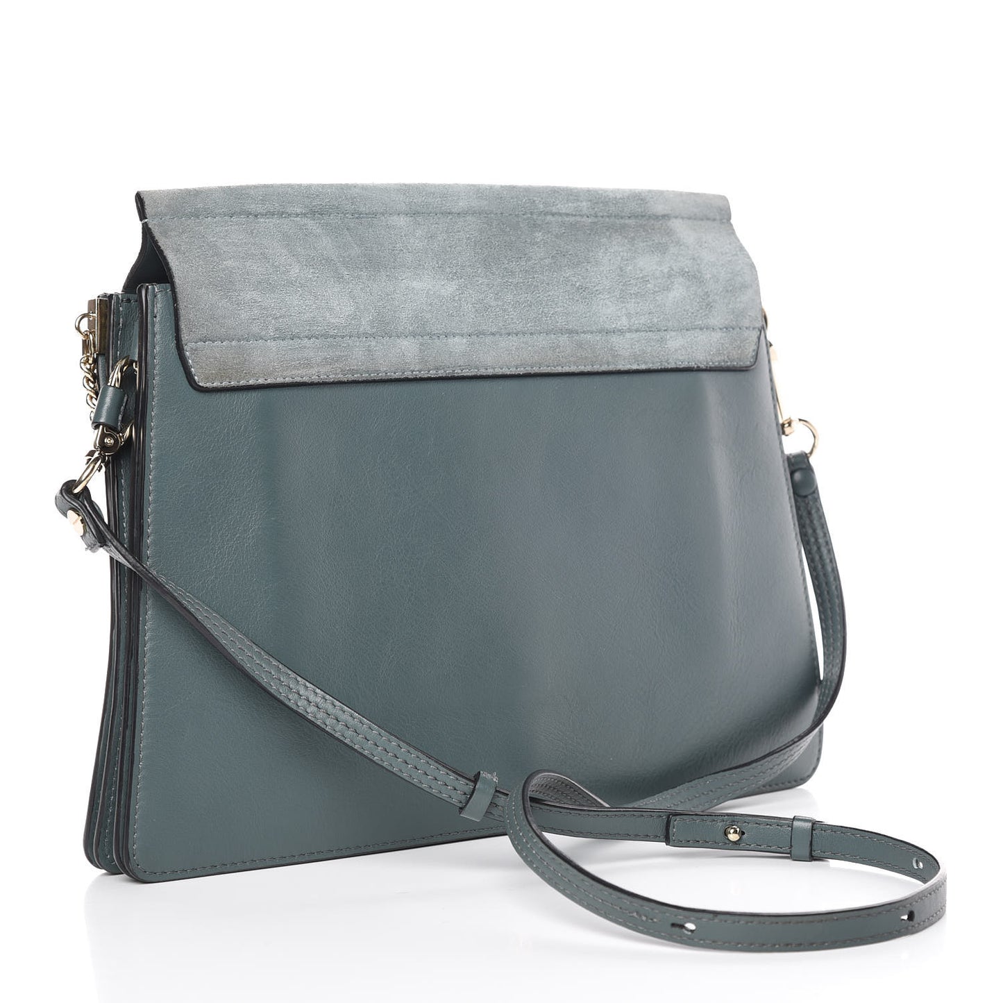 Suede Calfskin Medium Faye Shoulder Bag Cloudy Blue