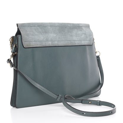 Chloe Suede Calfskin Medium Faye Shoulder Bag Cloudy Blue 3 of 13