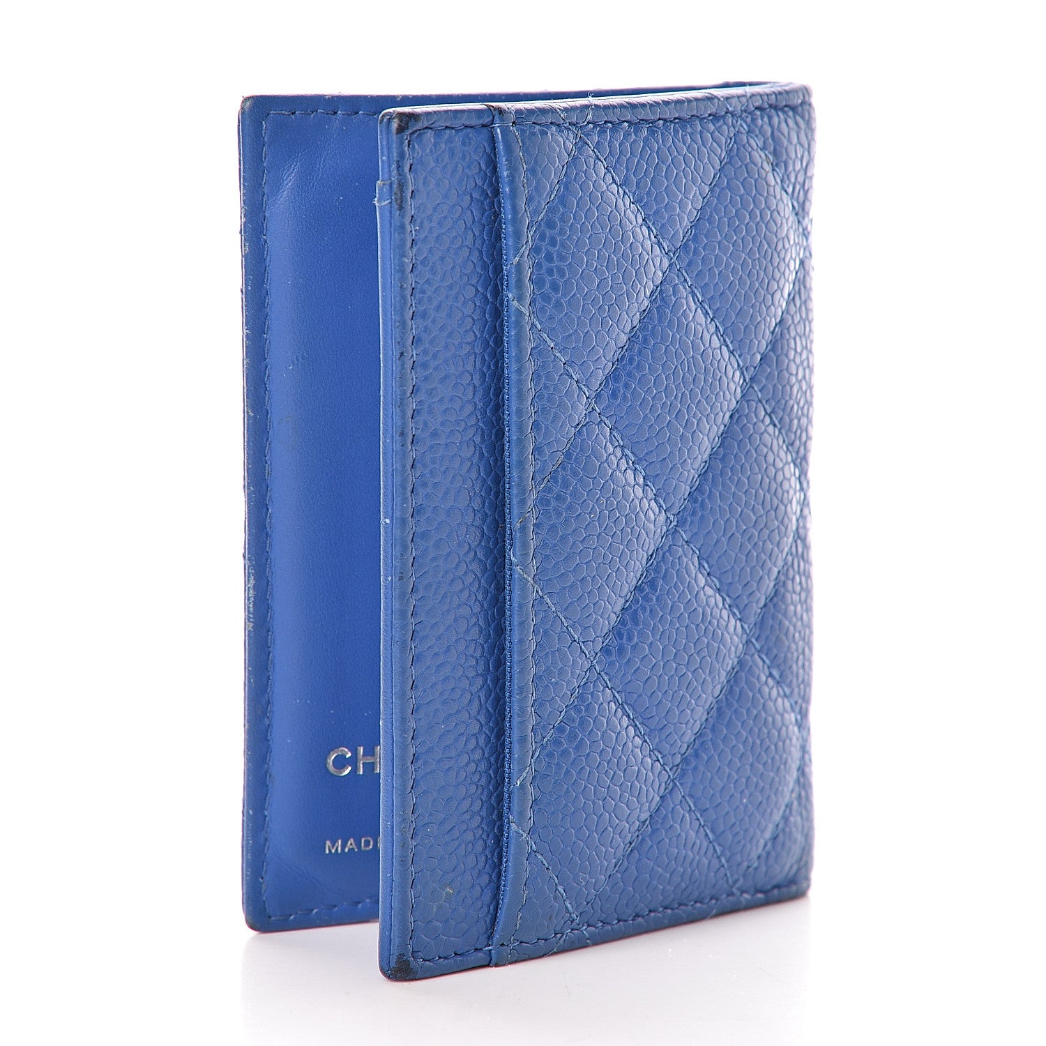 Chanel Caviar Quilted Card Holder Wallet Blue 3 of 14