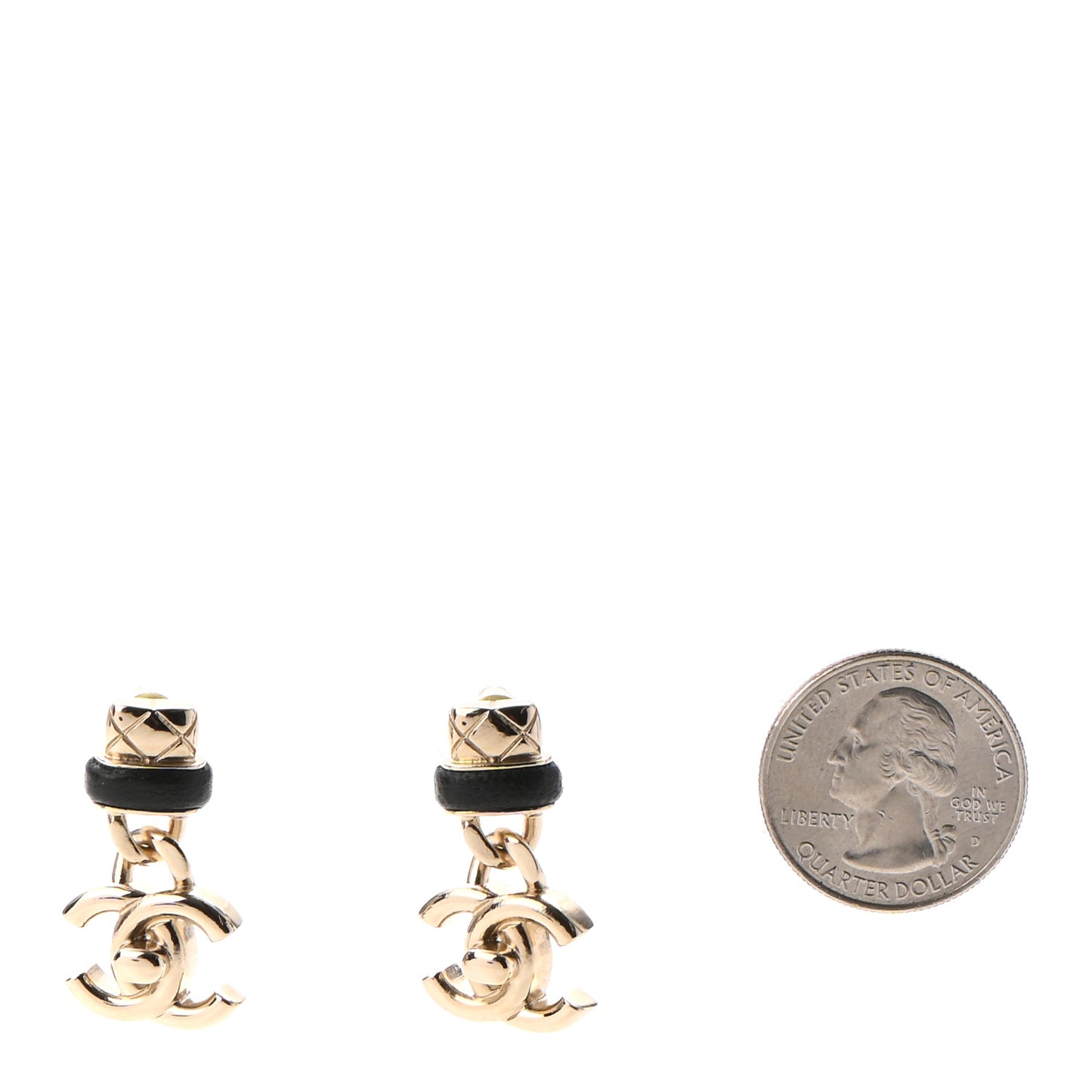 Lambskin CC Turnlock Drop Earrings Gold Black