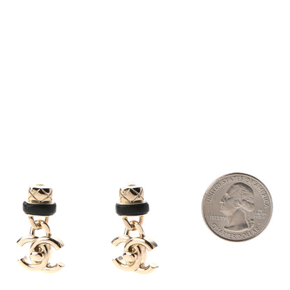 Chanel Lambskin CC Turnlock Drop Earrings Gold Black 2 of 4