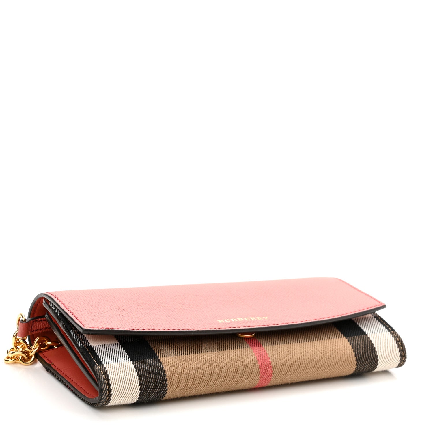 Burberry Grainy Calfskin House Check Henley Wallet On Chain Cinnamon Red 4 of 9