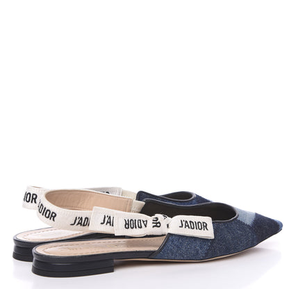 Christian Dior Denim Ribbon Patchwork J'Adior Slingback Ballet Flats 36 Deep Blue 4 of 8