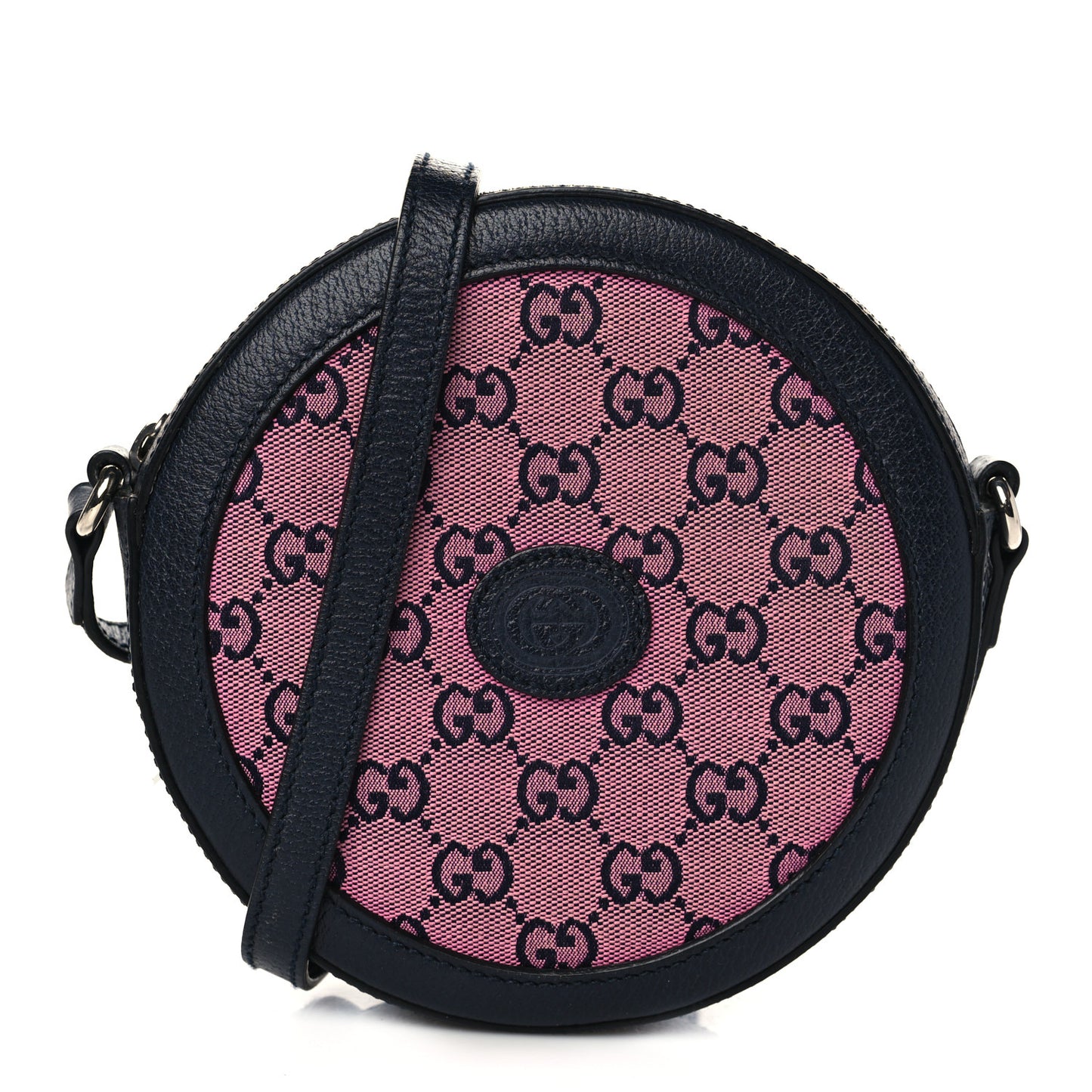 Monogram Multicolor Textured Calfskin Retro Interlocking G Round Shoulder Bag Pink Blue