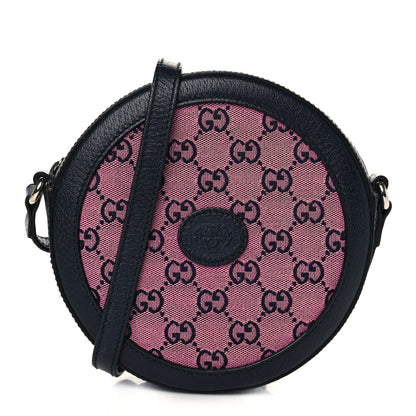 Gucci Monogram Multicolor Textured Calfskin Retro Interlocking G Round Shoulder Bag Pink Blue 1 of 5