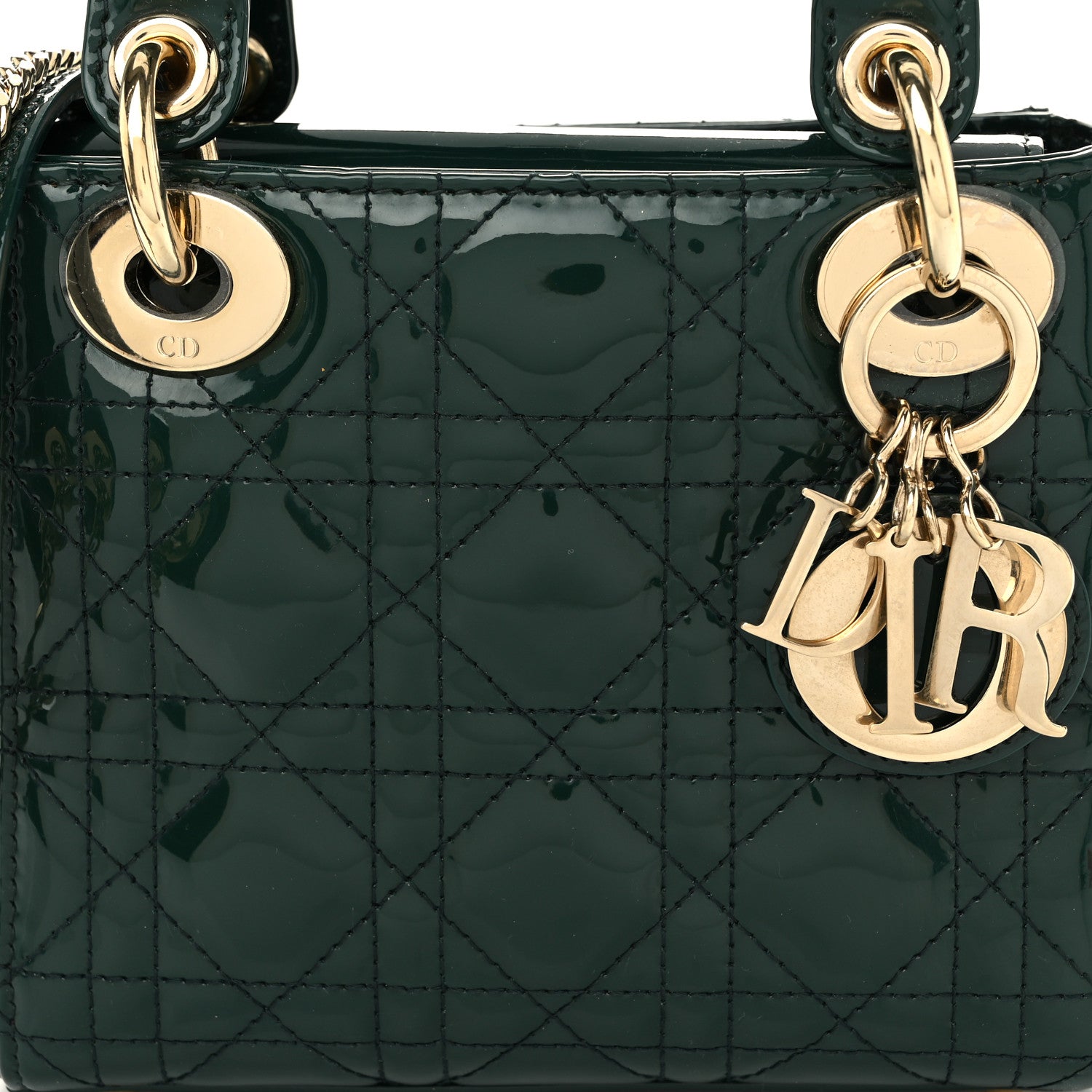 Christian Dior Patent Cannage Mini Lady Dior Pine Green 8 of 10