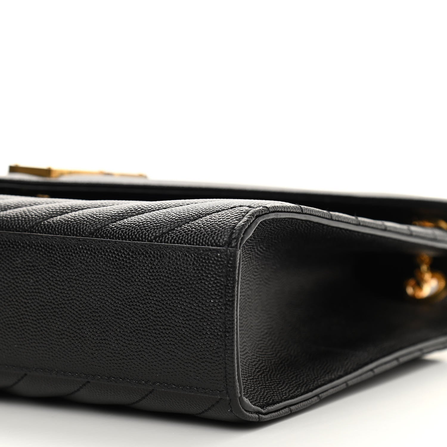 Saint Laurent Grain De Poudre Matelasse Chevron Large Monogram Satchel Black 11 of 13