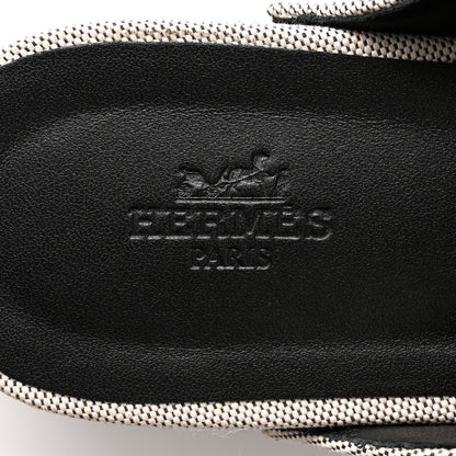 Hermes H Canvas Calfskin Carlotta Mules 39 Prunoir Black 7 of 9