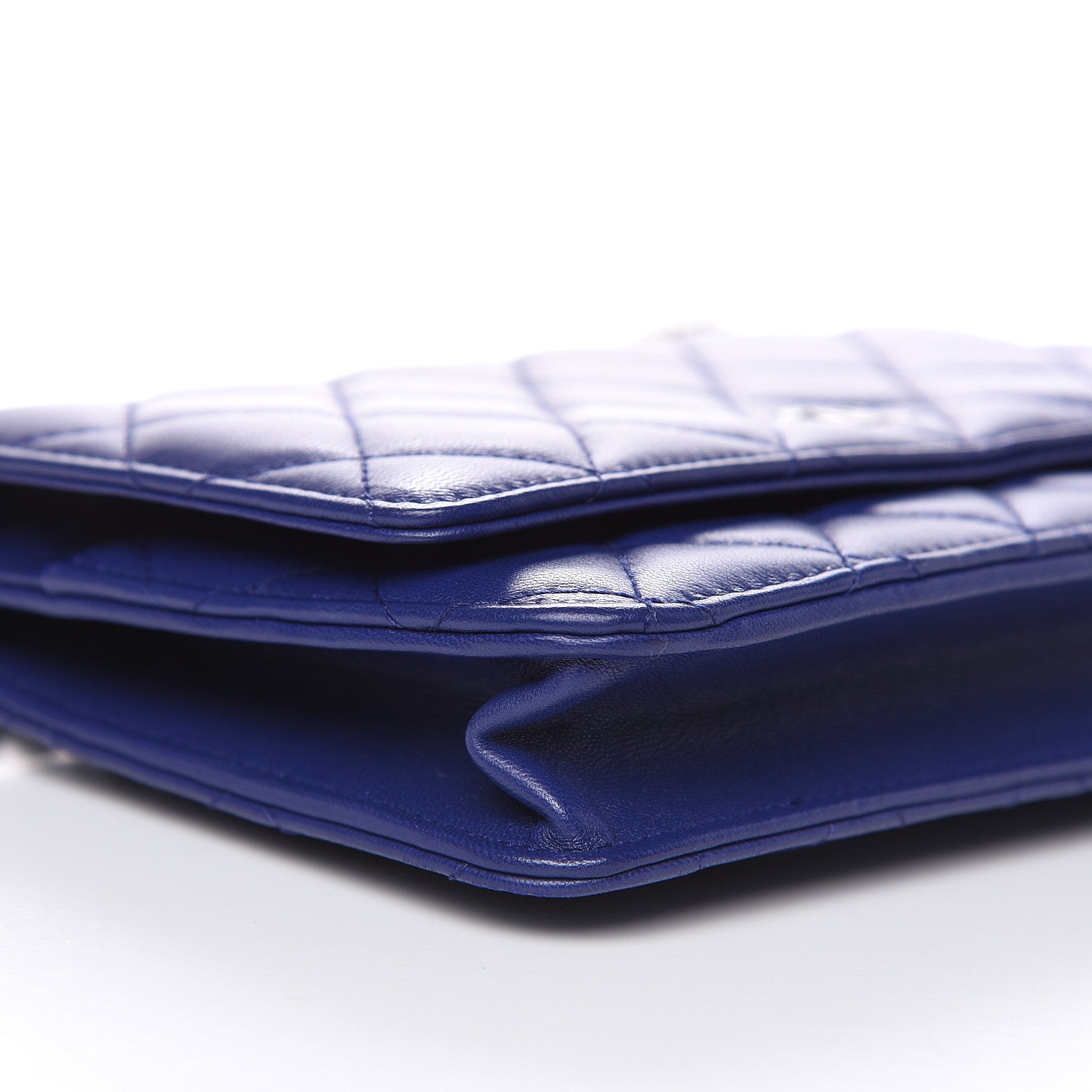 Chanel Lambskin Quilted Wallet On Chain WOC Blue 9 of 15