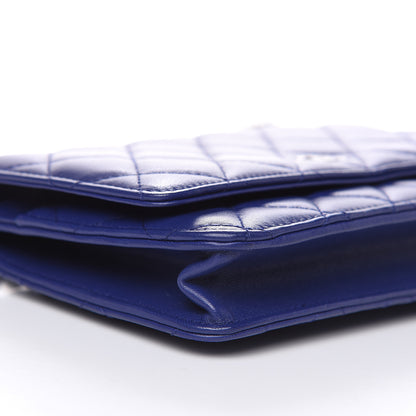 Chanel Lambskin Quilted Wallet On Chain WOC Blue 9 of 15