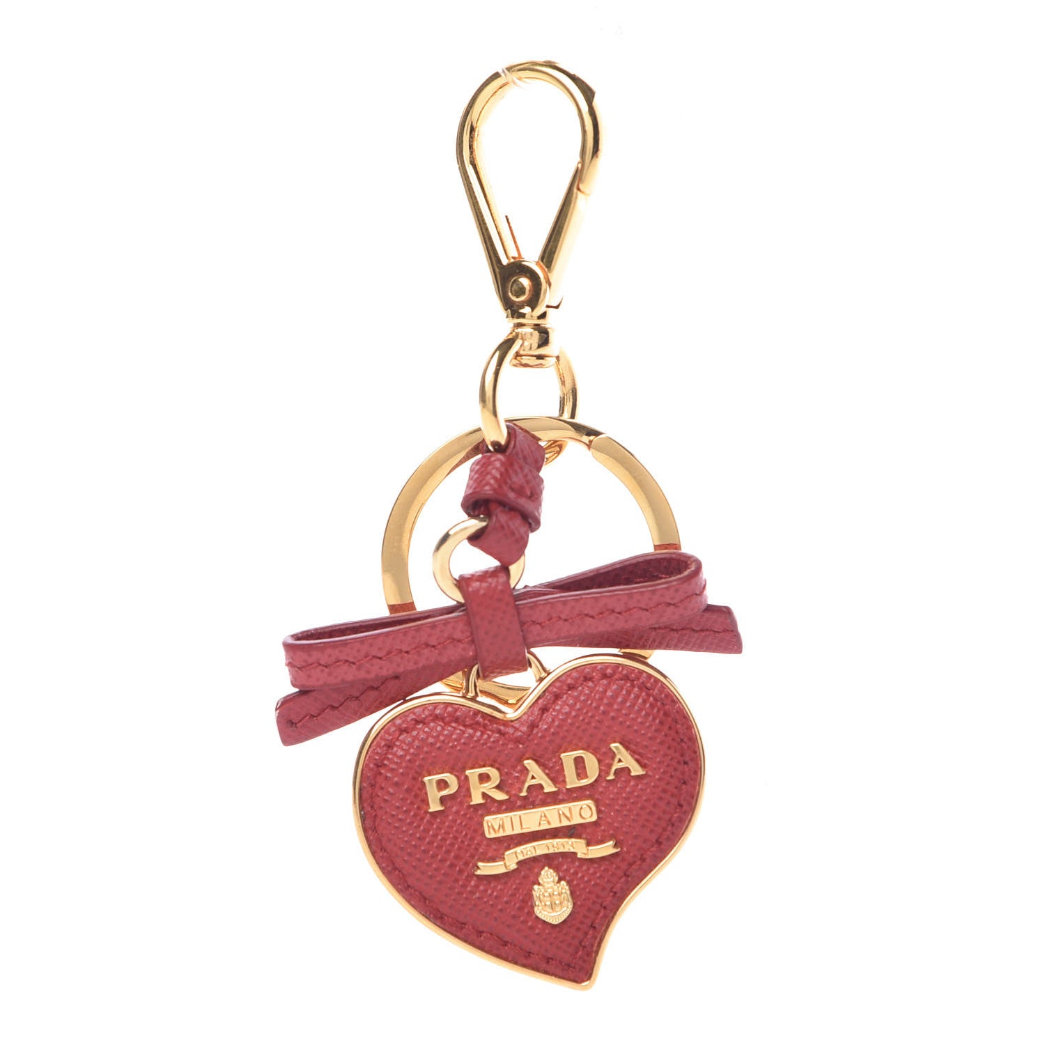 Prada Saffiano Heart Keychain Charm Fuoco 1 of 3